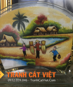 Tranh cát phong cảnh làng quê Việt Nam yên bình